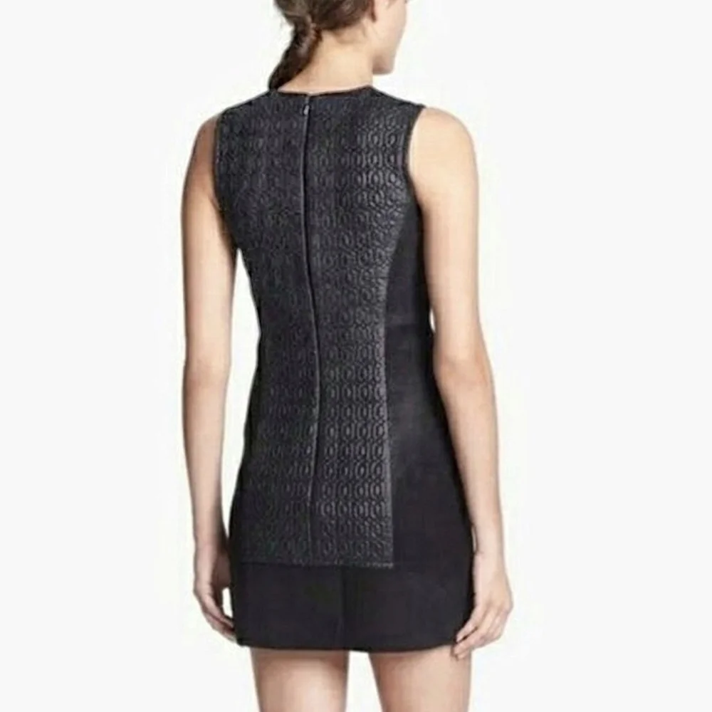 Theyskens Theroy Black Leather Quilted Mini Dress Sexy Luxury Glam 2 - Picture 5 of 10